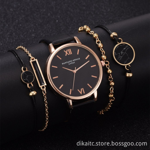 5pcs/Set Fashion Watch Gift Set Women Bracelet Quartz Watches Sets Gift For Ladies Dress Bangle Wristwatch Wholesale Relojes